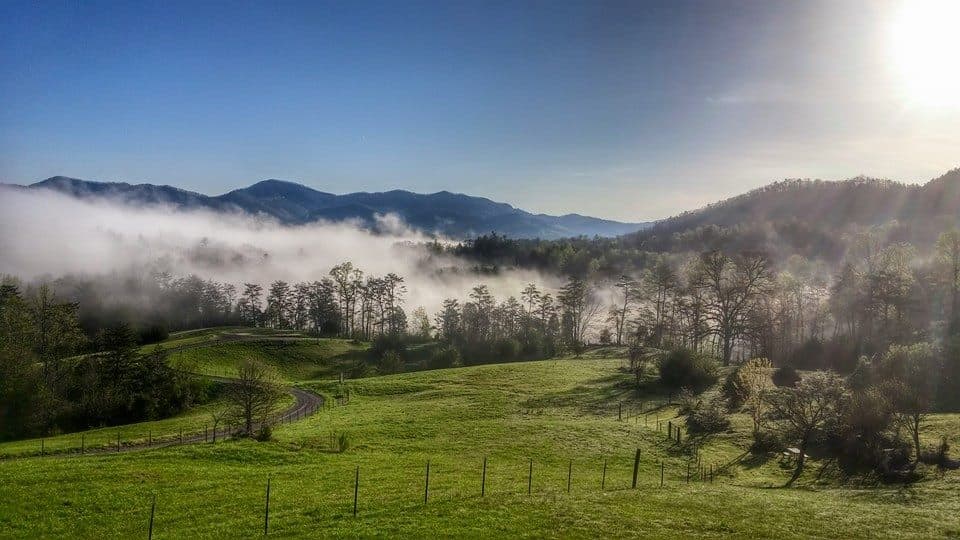 Morning mist over the Smoky Mountains near Townsend, Tennessee